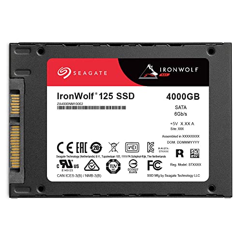 Image of Seagate IronWolf 125 SSD, 4TB, NAS, Internal SSD, 2.5 Inch, SATA, 6GB /s, speeds of up to 560MB /s, 0.7 DWPD endurance and 24x7 performance for Creative Pro, 3 year Rescue Services (ZA4000NM1A002)