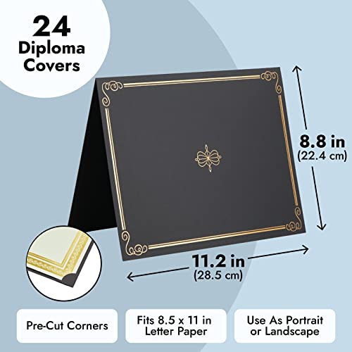 24-Pack Black Certificate Holders With Elegant Gold Foil Design For Letter-Size 8.5 X 11 Documents, Achievements, Certificates, Graduation Diploma Cover (11.2 X 8.8 In) #TOP3