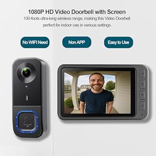KALOGL Video Doorbell Wireless with Screen 1080p, No Subscription Door Bell Camera with Monitor Screen, Local Storage NO WiFi and APP Needed, Video Intercom Two-Way Audio,160° View Angle,Night Vision