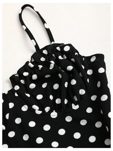 Milumia Women's Polka Dots Frill Trim Cami Dress Elegant Ruched Bust Fishtail Maxi Dresses4