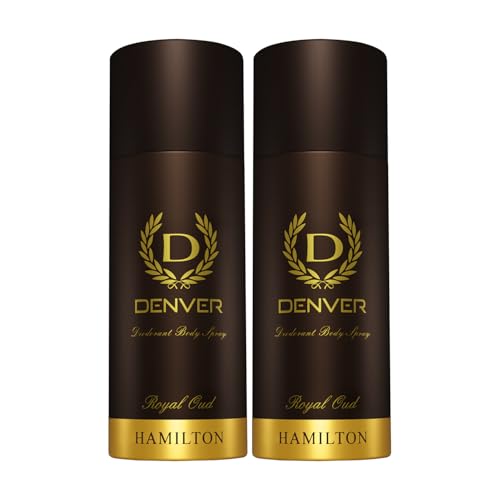 Image of DENVER Royal Oud Deodorant For Men - 150 ML Each, Pack of 2 | Long Lasting Deodorant Body Spray For Men