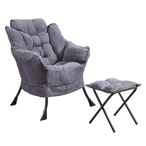 Panana Armchair with Footstool, Dark Grey