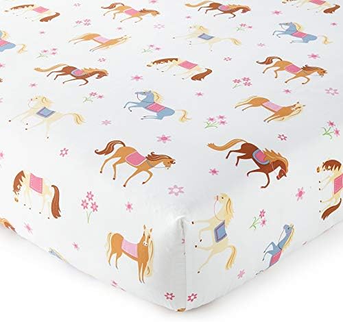 Wildkin Kids 100% Cotton Fitted Crib Sheet for Boys and Girls, Crib Sheets Measures 52 x 28 x 8 Inches, Kids Crib Sheets with Super Soft and Breathable Material (Horses)