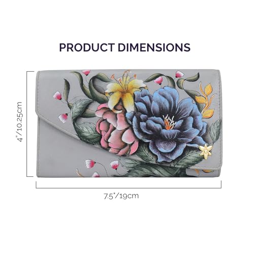 Image of Anuschka Women's Leather Wallet - Hand-Painted Genuine Leather Wallet with RFID Protection - 1174, Ethereal Garden