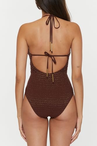 Trina Turk Women's Glimmer Maillot One Piece Swimsuit, Plunge Neck, Bathing Suits3