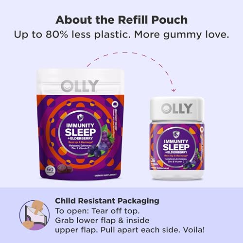 image for OLLY Immunity Sleep Gummy, Immune and Sleep Support, 3mg Melatonin, Ec