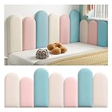 3D Kids Anti-collision Wall Padding, Peel And Stick Headboard, Home Nursery Decorative Wall Panels, 3cm Thick Tatami Wall Stickers, Self- Adhesive Wall Cushion(Color:Moonlight White+Pink+Blue,Size:200