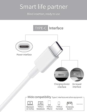 Image of Type C to C USB Cable for VIvo iQOO 9 Pro USB Cable Original Like | Data Sync Cable Fast Charging Cable|Type-C to USB-A Cable (3.5 Ampere, 1Meter /3.3 Feet, JS7, C to C White) (VIP-1)