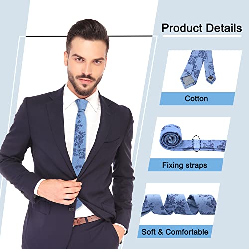Image of Mantieqingway Men's Cotton Floral Neck Tie 2.56'' Printed Skinny Tie