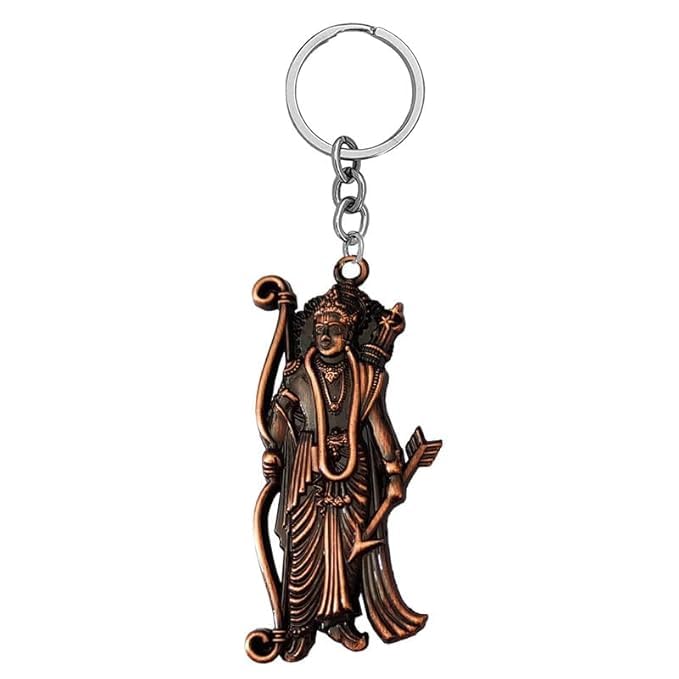 Porte-clés en métal cuivré Seigneur Shree Ram gravure fine