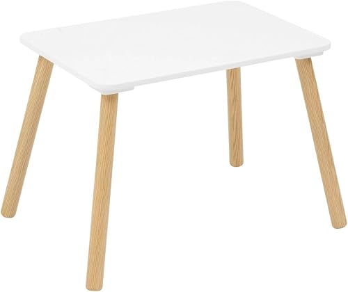 Atmosphera - Ensemble de Table et Chaises Enfant Alex - 3 Pièces (1 Table + 2 Chaises) - Plateau Résistant à l'eau - Mobilier de Chambre, Salle de Jeux - Fille et Garçon - Bois, Bords Arrondis, Blanc - 3