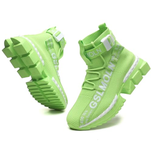 Image of Jakcuz Men's High Top Sneakers Plus Size Breathable Gym Athletic Running Walking Tennis Comfortable Fashion Platform Shoes