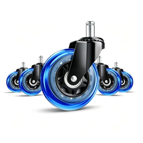 Image of 3 Inch Office Chair Wheels, Set of 5 (Blue)