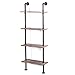 MyGift 4-Tier Brown Wood & Industrial Style Metal Pipe Wall-Mounted 26-Inch Wide Shelves/Bookcase Utility Storage Rack