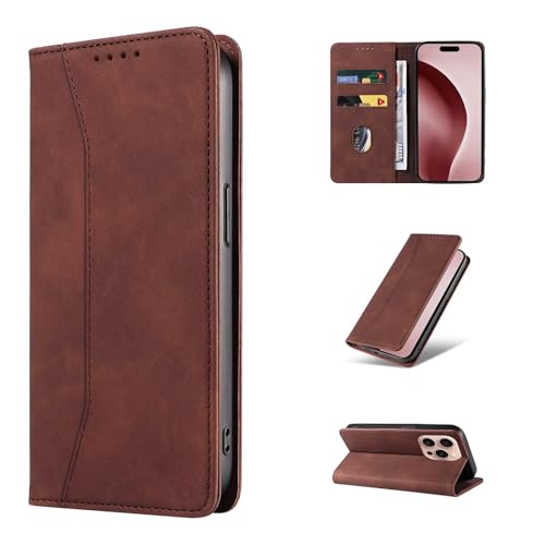 HAONANDE Funda Cuero para Vivo V17 Tapa, Carcasa Flip Tipo Libro de Piel Cartera Folio Billetera Plegable Soporte Case con Ranura para Tarjeta, Magnética Café