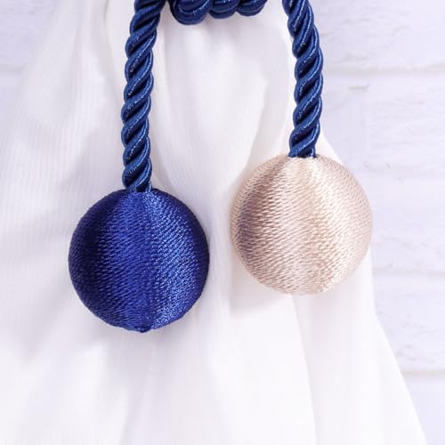 Correa de cortina doble bola azul bicolor para salon y dormitorio 5