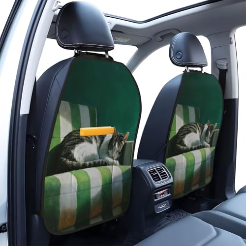 Protector de asiento de coche lavable pack de 2 alfombrillas con estampado de gato 3