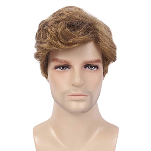 STfantasy Mens Wig Brown Male Guy Short Layered Cosplay Party Hair Toupee Halloween Fluffy