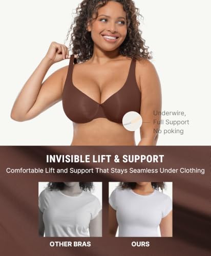 Image of FeelinGirl Women's Unlined Bras Underwire Comfort Full Coverage Tshirt Bras
