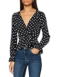  MISS SELFRIDGE Damen Black Hannah Wrap Blouse Bluse, Schwarz, 16