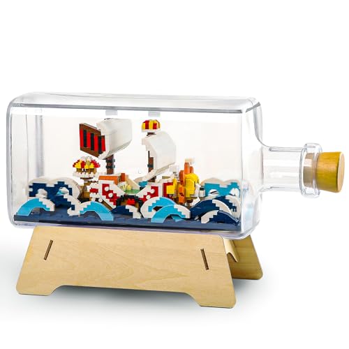 THOUSAND SUNNY Ship in a Bottle Building Block Set, Anime The Pirate Ship Building Blocks Kit Toy 1601 Piece