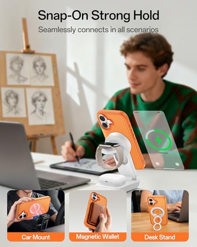 Image of UNBREAKcable Magnetic for iPhone 17 Case 6.3-Inch, Compatible with MagSafe, Full Camera Protection, Built-in Magnetic Ring, Drop Protection Shockproof Slim Phone Cover - Orange