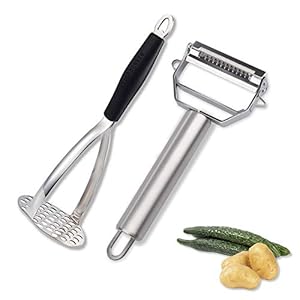 Aardappelstamper, Rvs Dunschiller Aardappelstamper Combinatie, Herbruikbare Aardappelpers, Zeer Geschikt Voor…