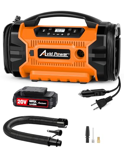 Avid Power Tire Inflator Portable Air compressor, Multi Power Source, Car Air Pump w/Inflation & Deflation Modes, Triple Power Tire Inflator w/Dual Powerful Motors (Orange)