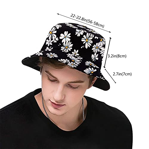 Image of Trendy Daisy Flower Bucket Hat Sun Beach Packable Fisherman Cap for Women Men Summer Outdoor Hiking