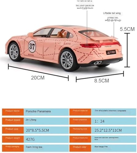Image of Compatible for 1:24 Porsche Panamera Toy Car Model, Diecast Collectible Pull Back Model Car with Sound and Light, Toy Gift Vehicles for Adults Kids Boys Girls (1:24 Porsche Panamera-Pink Color)