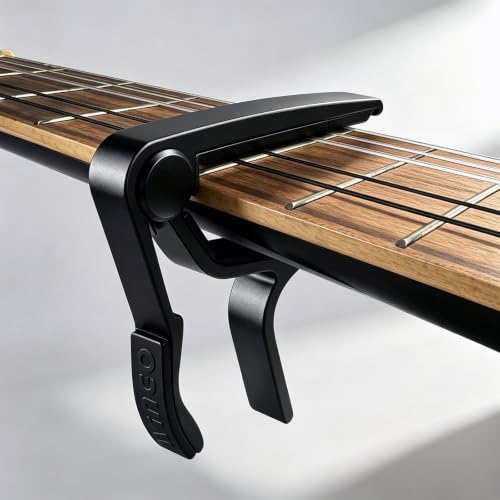 Image of WINGO Flat Guitar Capo for Classical Guitars- Black with 5 Picks