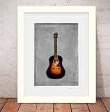 Quadro Violão Gibson Jumbo 56x46cm Vidro + Paspatur W1110
