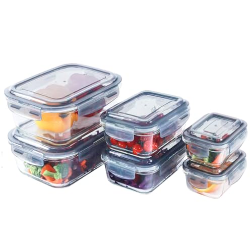 EasyWare JUMBO - Contenedores de VIDRIO, Recipientes para Alimentos, Tapas Cierre Fácil y Herméticas a prueba de fugas, Cocina, Horno, Refrigerador...