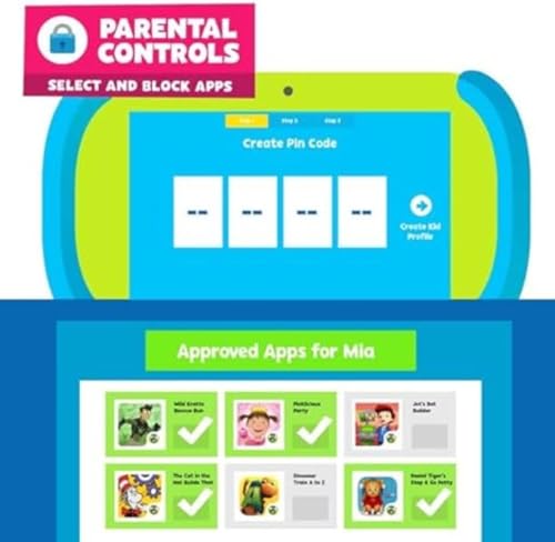 Ematic PBS Kids Playtime Pad+ 7\" HD Kid-Safe Android Tablet + Live TV (PBSKD7200) - 2nd Generation in Green and Blue