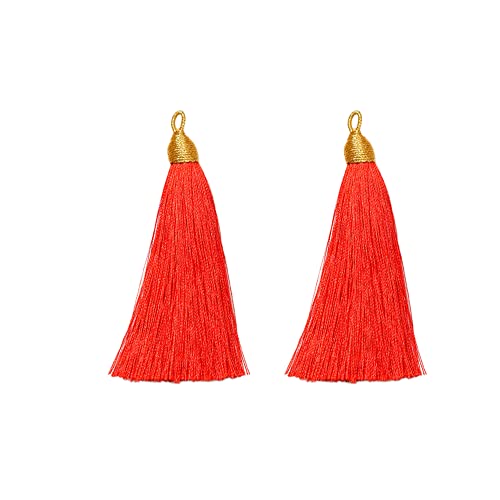 20 pingentes com borlas, 8,5 cm, marcador de páginas de borlas coloridas, pulseira de borlas, chaveiros, borlas para brincos, fabricação de joias, bolsas, marca-páginas, acessórios para artesanato, cor vermelha