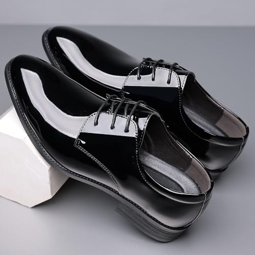 Oxford Dress Shoes for Men Lace Up Pointed Toe PU Leather Solid Color Derby Shoes Slip Resistant Anti-Slip Rubber Sole Non Slip Low Top Wedding4
