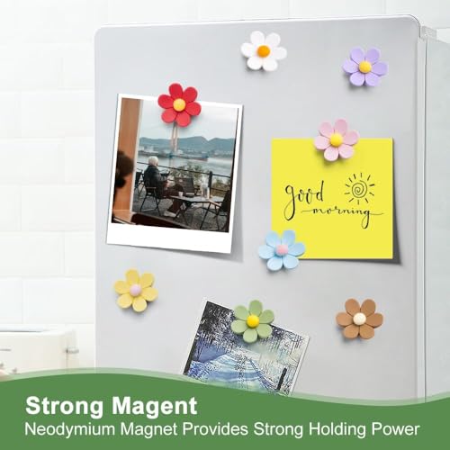 Image of K.K. VillA Beautiful 3D Flower Fridge Magnets for Home & Office | Strong Decorative Magnets for Refrigerator, Locker, Whiteboard & Kitchen Use | Multicolour Floral Design (Pack of 5, Medium)