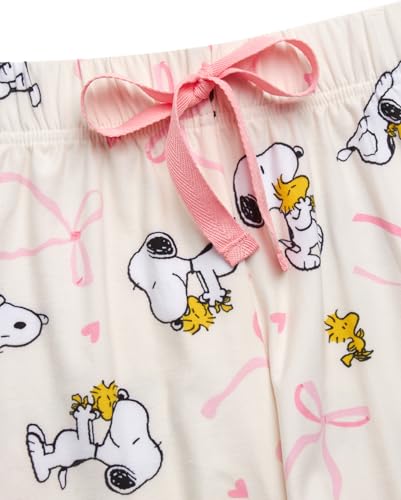 Image of COCO BRANDS Peanuts Snoopy Womens Pajama Set - 2 Piece Short Sleeve Button Down Sleep Shirt and Pajama Shorts