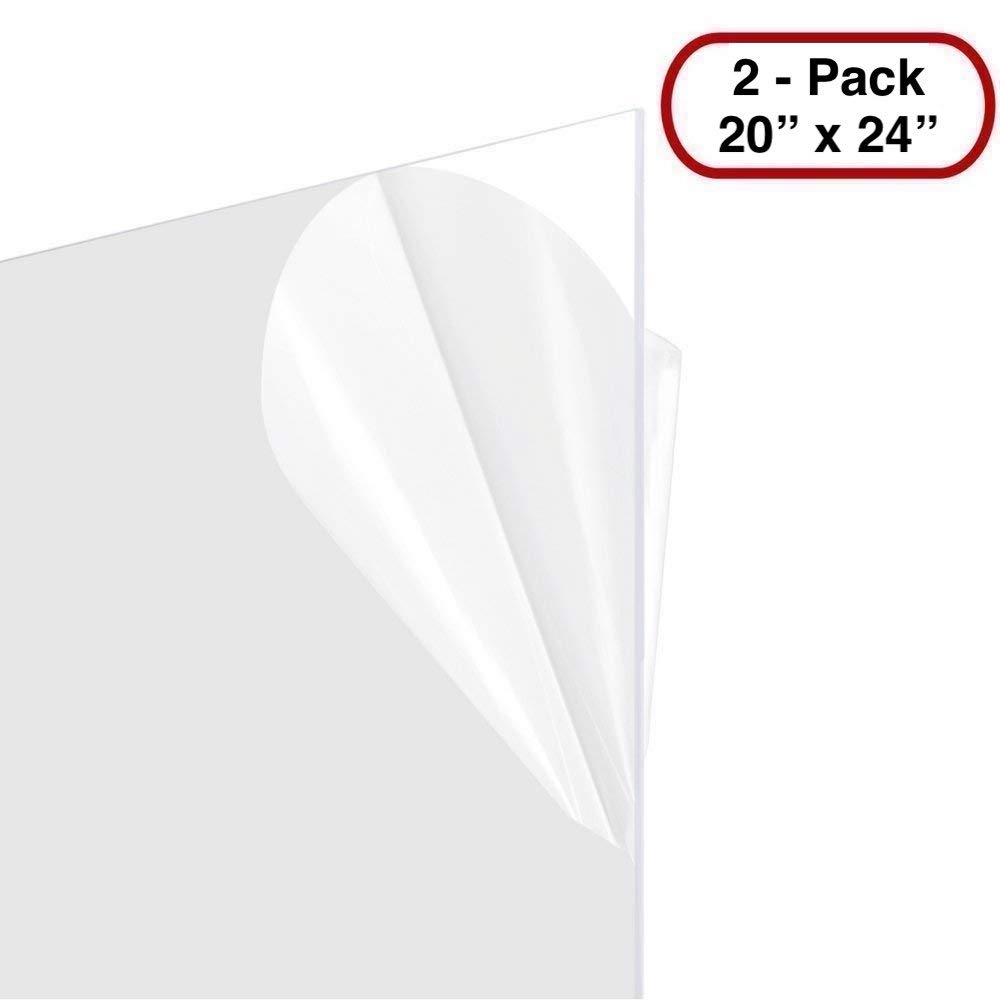 BarnwoodUSA 20x24 Plexiglass Replacement for Picture Frames |Styrene Sheets Arts and Crafts, DIY Display Projects, Signs | Sheet .060 Clear 1/16th Double-Sided Protective Film (Set of 2)