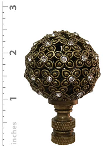 Royal Designs, Inc. F-5074AB-1 Floral Motif Sphere Crystal Accents Finial For Lamp Shade thumb #2