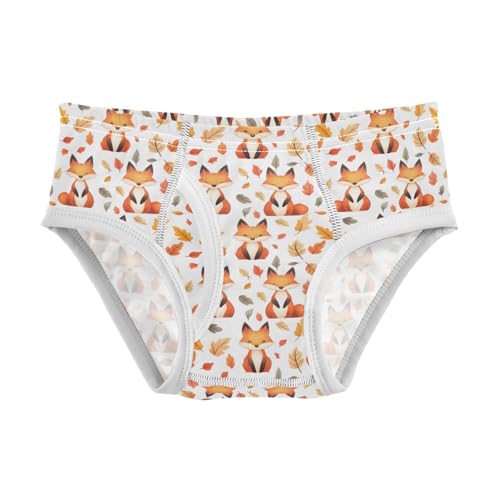 Cute Fox Leaves Pattern Boys' Underwear 100% Cotton Boys' Briefs Soft Toddler Underwear