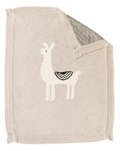 Image of Linen Perch Luxury Llama Nursery Baby Blanket - Newborn for Boy or Girl – Unisex Cotton Llama Baby or Toddler Décor Blanket – 40 inches x 32 inches (Natural)