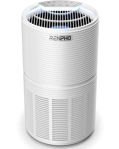RENPHO Large Room Air Purifier 960 Ft², Air Quality Monitor, Smart Auto/Sleep Mode, True HEPA Filter, Home Air Purifier for Smokers Pet Hairs Pollen Dust Eliminator, 100% Ozone Free,Timer,Safety lock