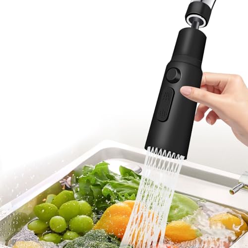 蛇口シャワー キッチン蛇口シャワー 首振りシャワーヘッド キッチン シャワー 節水 泡沫器 首振り 水栓 ノズル 【360度回転式】先端 スパウト 蛇口シャワーヘッド 泡沫器 水栓 交換 キッチン シンク掃除 台所 浴室 洗面室 トイレにも適用可能 (黒)
