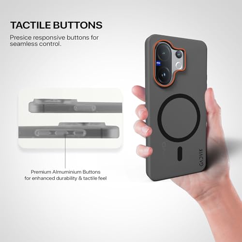Image of Compatible for vivo V60e 5G Frosted Translucent Hard Back | Only Compatible with Wireless Magnetic Accessories | Thin and Slim Magnetic Back Cover (Black)