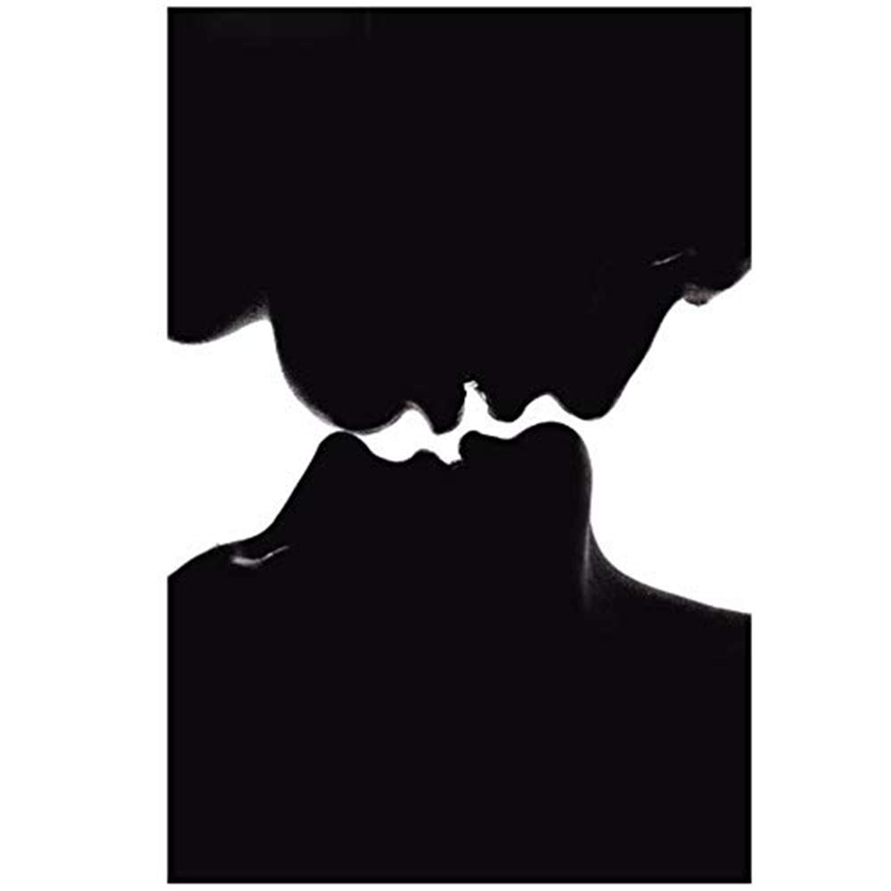 HYFBH Stampa su tela Ritratto moderno Poster e stampe Quadri su tela Pittura Giovane coppia innamorata Bacio Immagini per soggiorno Decor 40x60 cm (15,7x23,6 pollici) x3 Con cornice