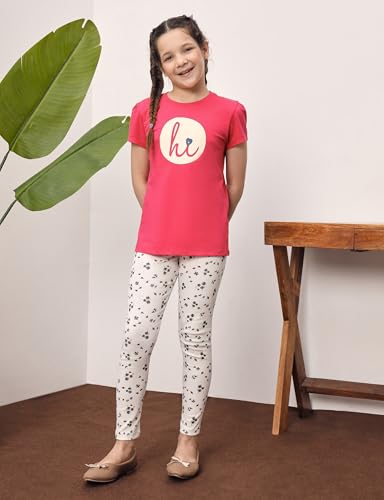 Image of Amazon Brand - Symbol Girl's Cotton Ribbed Stretchable Leggings | Ankle Length | Aged 2-14 Years