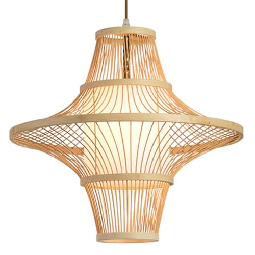 Tissée à la main suspension osier naturel style ferme lustre deux niveaux