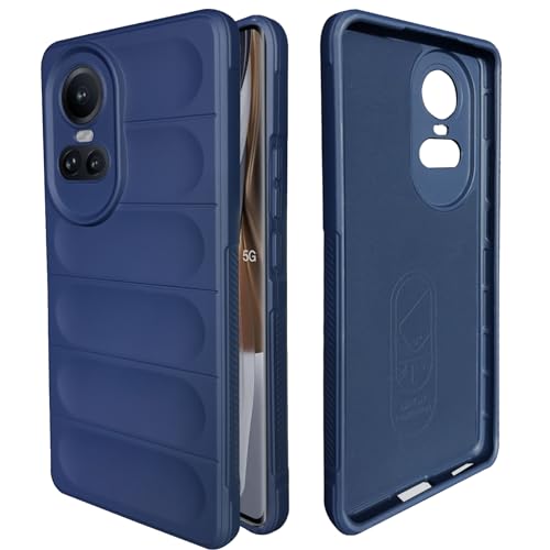 Image of A rtistque Liquid Silicone Stripes Back Cover Case for Oppo Reno 10 5G / Oppo Reno 10 Pro 5G | with Camera Protection | with Inner Fabric | Anti Slip Grip | AirBag Case - Blue