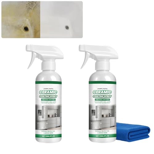 Agent de revêtement nano céramique pour carreaux et meubles, spray nettoyant pour pierre céramique, illumine, protège, élimine les taches et les rayures pour cuisine, salle de bain (2Pcs)